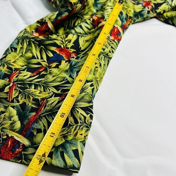 Vintage harvé benard 10 Green Red Floral Parrot 100% Silk Lined Blazer Jacket - Picture 9 of 11